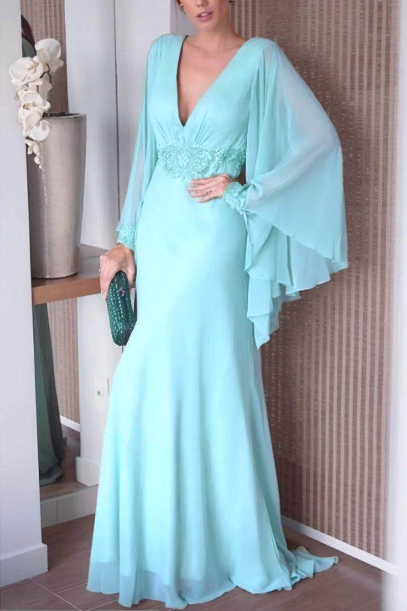 Sheath-Column Sweep-Brush Train Chiffon Mother Dress CM0077 - COCOMELODY